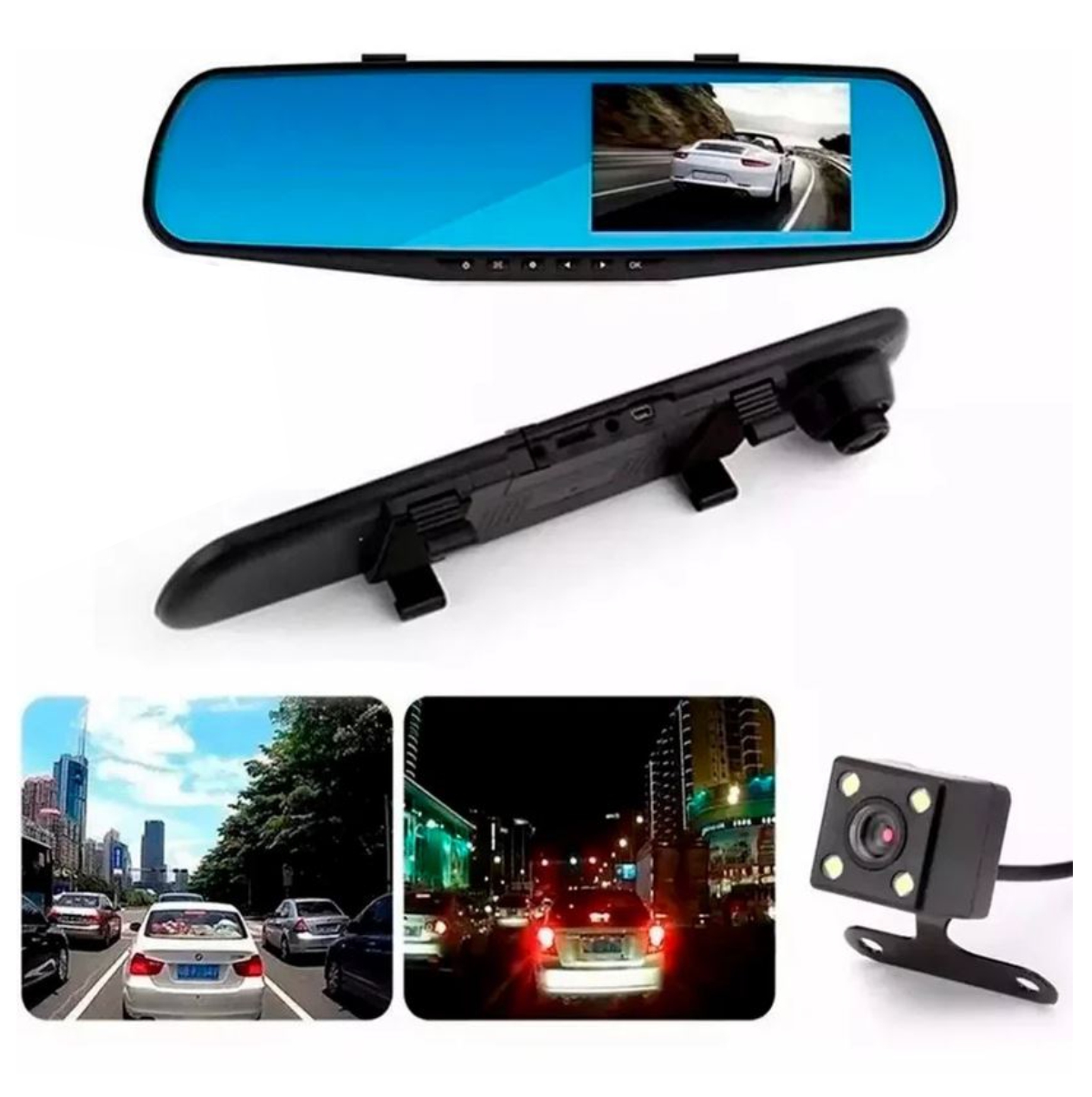 Vista 2 de Espejo Retrovisor Cámara Dual DVR Revers